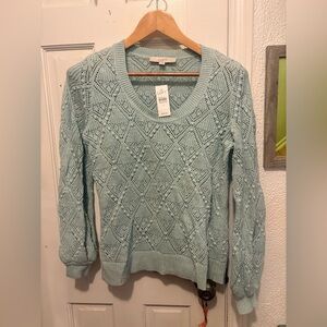 LOFT Textured Knit Sweater in Soft Blue